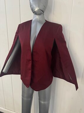 Forever 21 Burgundy Open-Front Cape Blazer